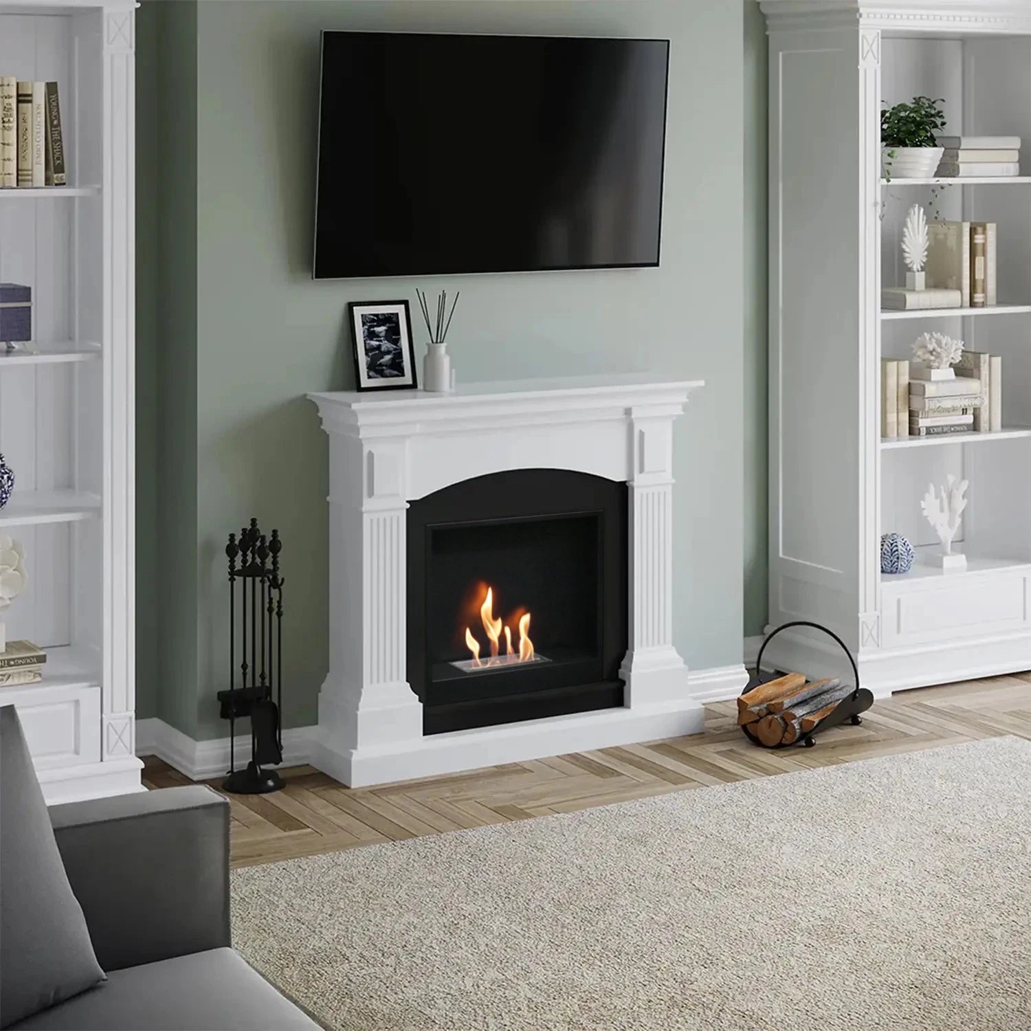 Magna White bioethanol fireplace in elegant white design for modern interior design