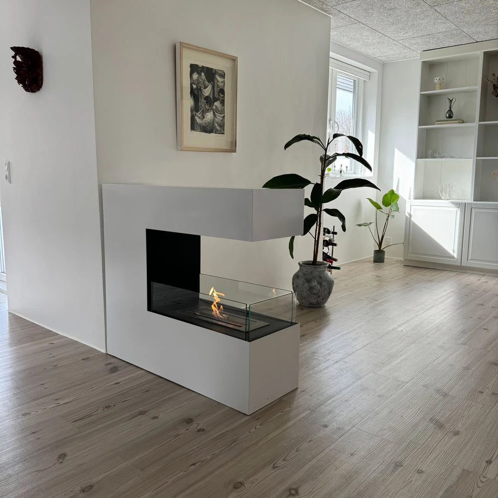 Topeka White - Powder Coated Steel Biofireplace
