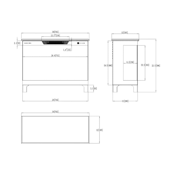 Tower 76 – Freestanding Electric Fireplace with 3-Sided Flame View