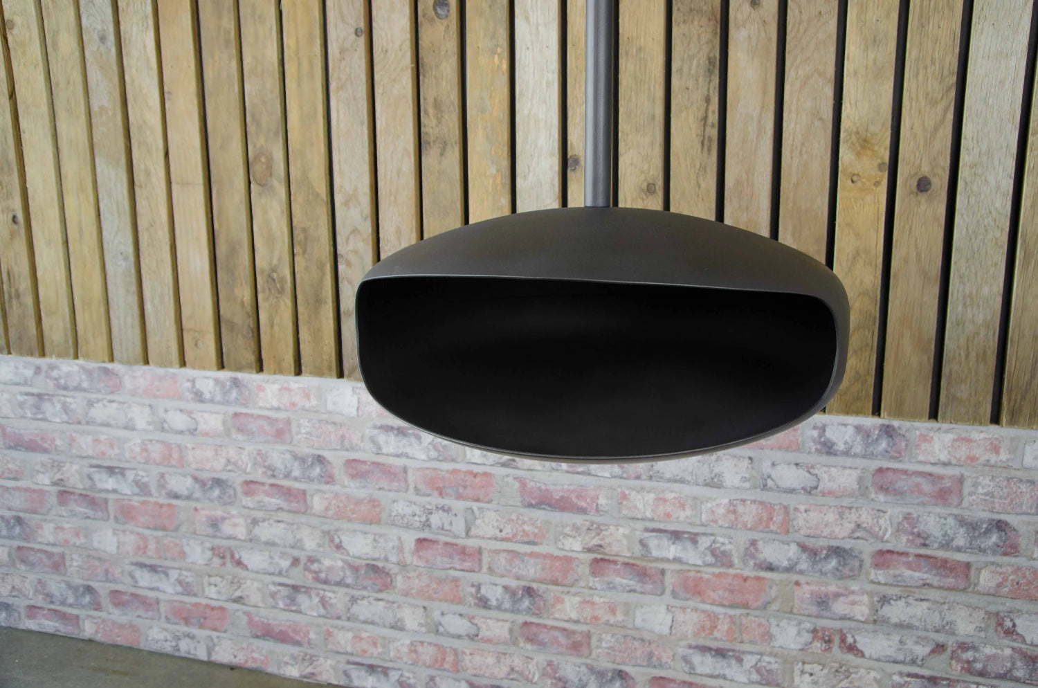 Black UFO-50 Hein & Haugaard handcrafted ceiling-mounted fireplace