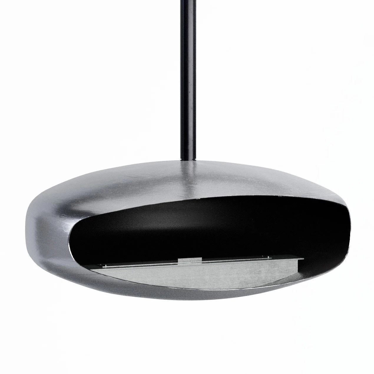 Hein & Haugaard UFO-80 ceiling-mounted bioethanol fireplace in a steel finish