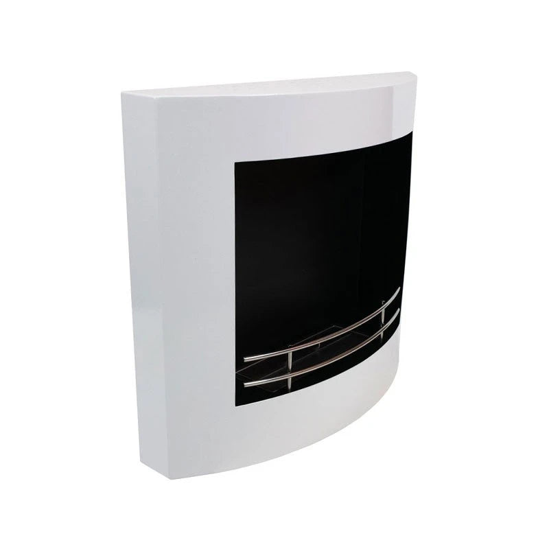 Curved Ethanol Fireplace in White