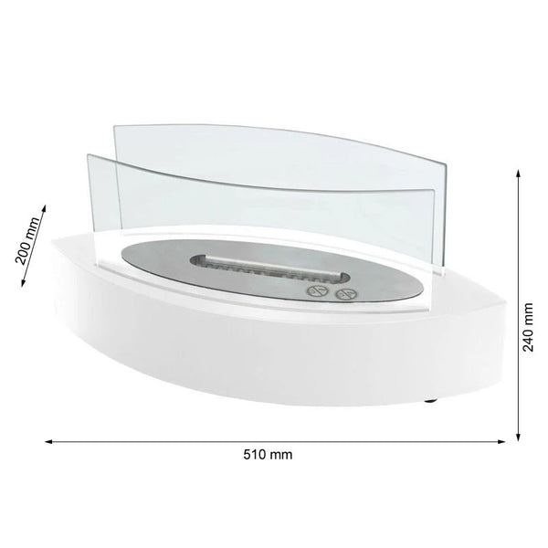 Lareira a Bioetanol de Mesa em Forma Oval - Branco