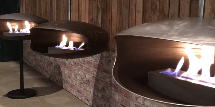 Wall mounted bioethanol fireplaces placed on the wall in modern interior