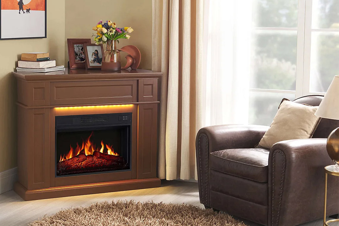 Wall mounted bioethanol fireplaces placed on the wall in modern interior