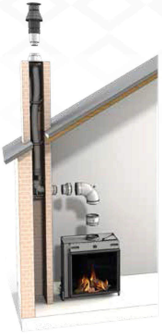 Chimney in a gas fireplace