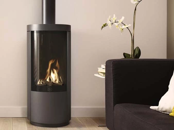 Round standing gas fireplace