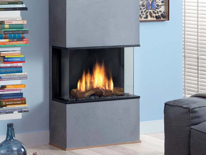 Gas fireplace with decor