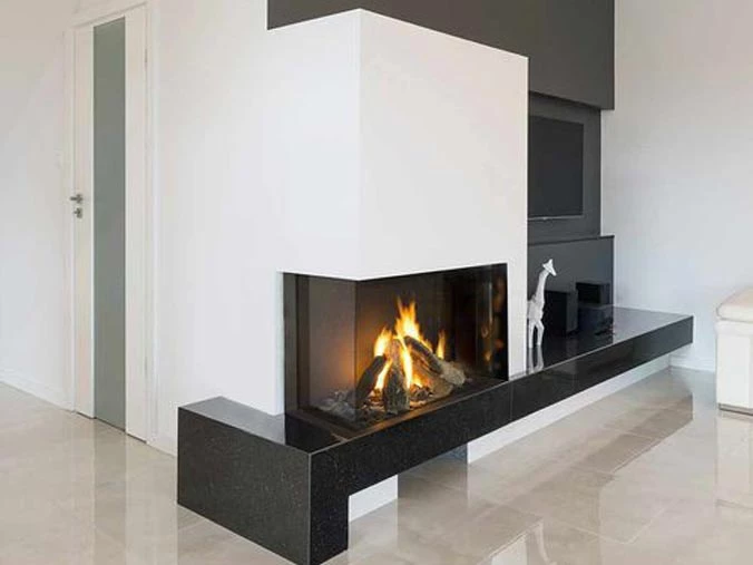 Modern built-in gas fireplace