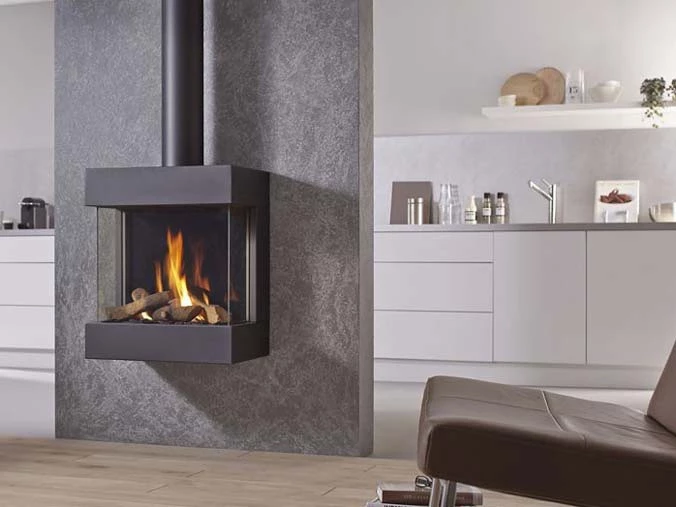 Wall mounted gas fireplace