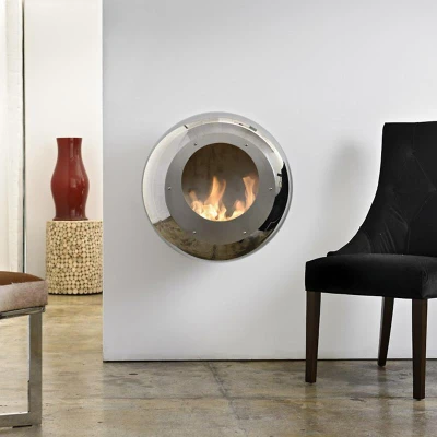 Lareira de parede Vellum da Cocoon Fires em aço polido Cocoon Vellum - Aço Polido