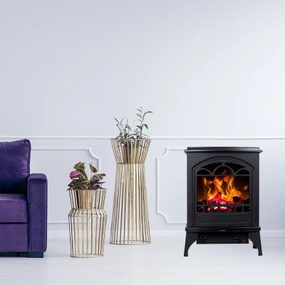 Lareira Elétrica Hoover - Efeito Chama de Fogueira, Calor Ajustável, Preto Lareira Elétrica Hoover com Efeito de Chama de Fogueira, Preto, Calor Ajustável