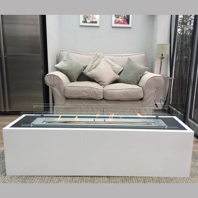 Lareira a bioetanol independente branca com queimador de 5 litros Bela lareira branca em pé na cor branca